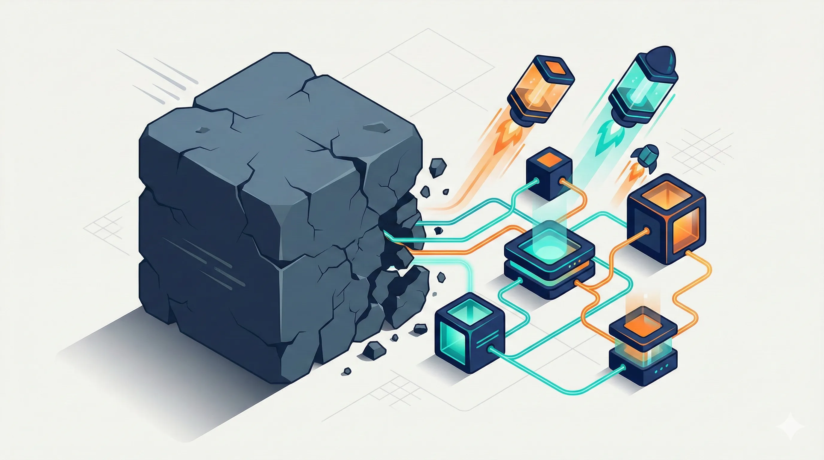 Illustration d'architecture logicielle moderne avec composants modulaires